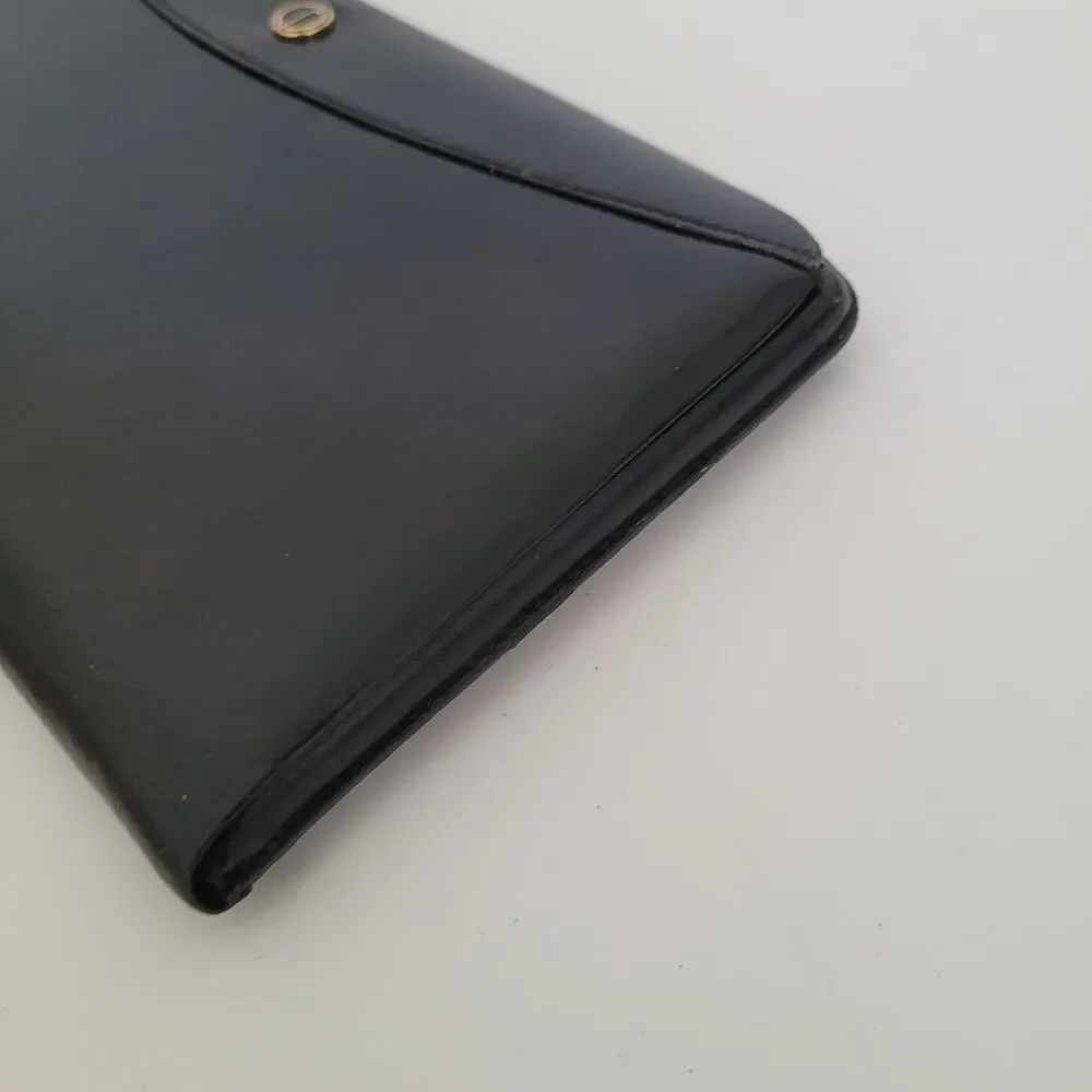 Dunhill Buissness Card Holder Wallet Black Bifold Leather Organizer Large Vintag